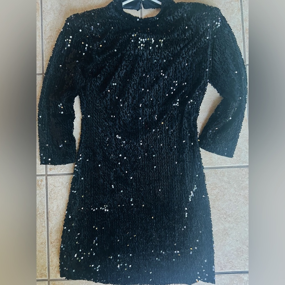 Zara black sequined short dress - low backless. Excellent condition.